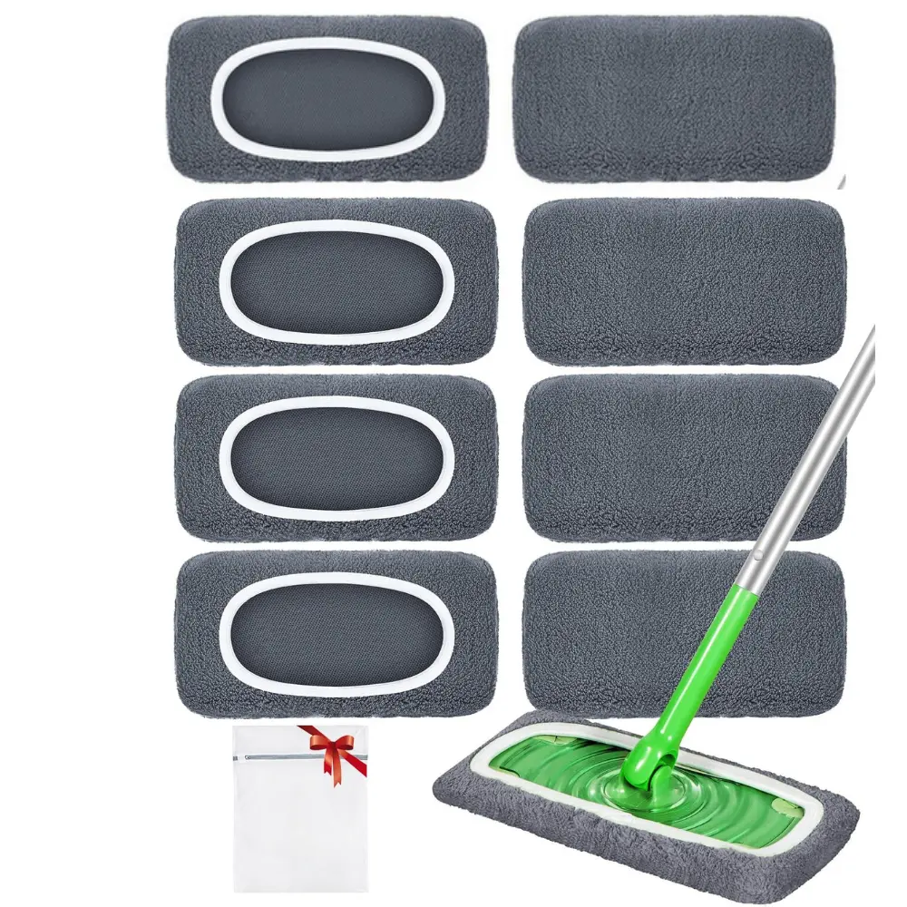 Household High-Density 8-Pack Reusable Swiffer Sweeper Pads - Washable Microfiber Dry/Wet Mop Refills, Safe for Hardwood, Tile, Laminate, Eco-Friendly Disposable Cloth Alternative