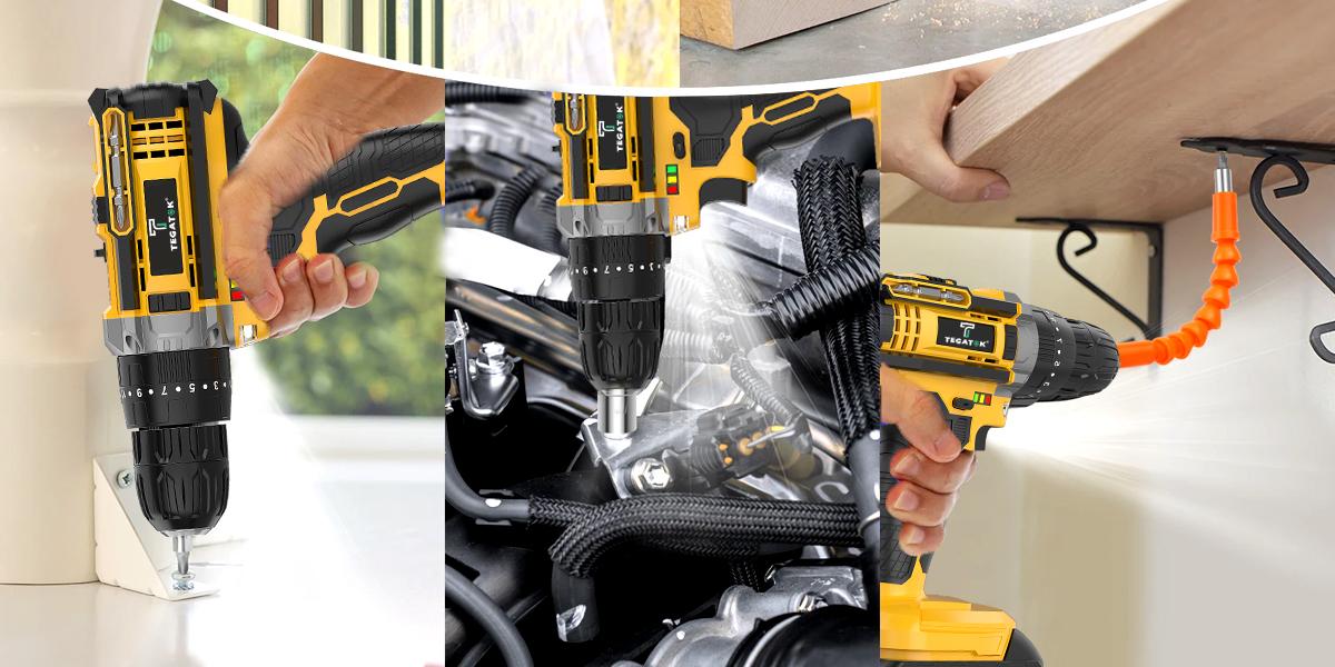 136 Pcs Cordless Impact Drill Tool Set with 20V Rechargeable Battery, All-in-One Compact Tools kit, Perfect Gift, Ideal for Home Repairs & DIY Projects