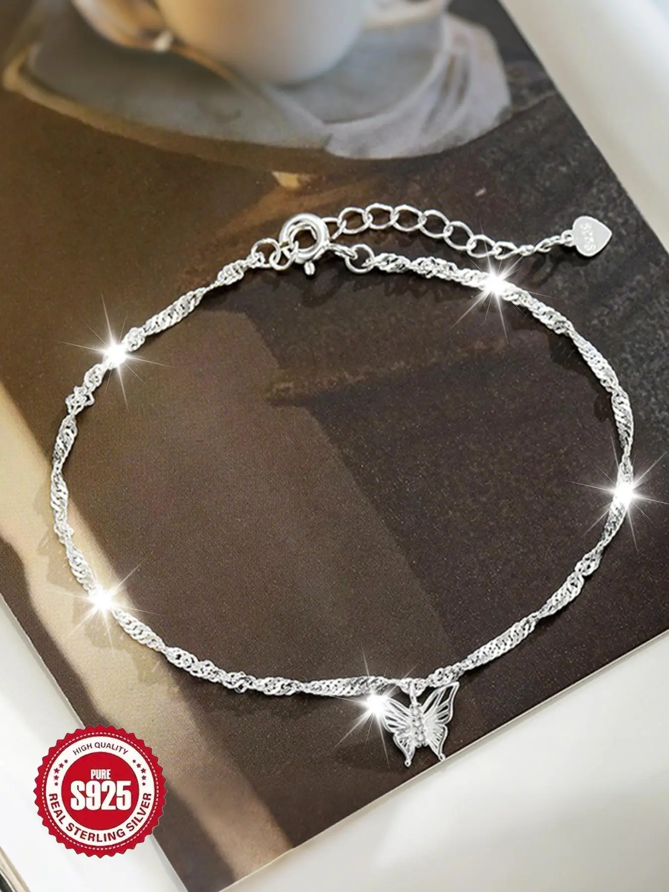 S925 Sterling Silver Butterfly Design Adjustable Bracelet, High Quality Fashionable Elegant Bangle Accessories Beautiful Bracelets for Women & Girls, Trendy All-match & Exquisite Jewelry for Birthday Gift Adjustable Stacking Bangle Bracelet