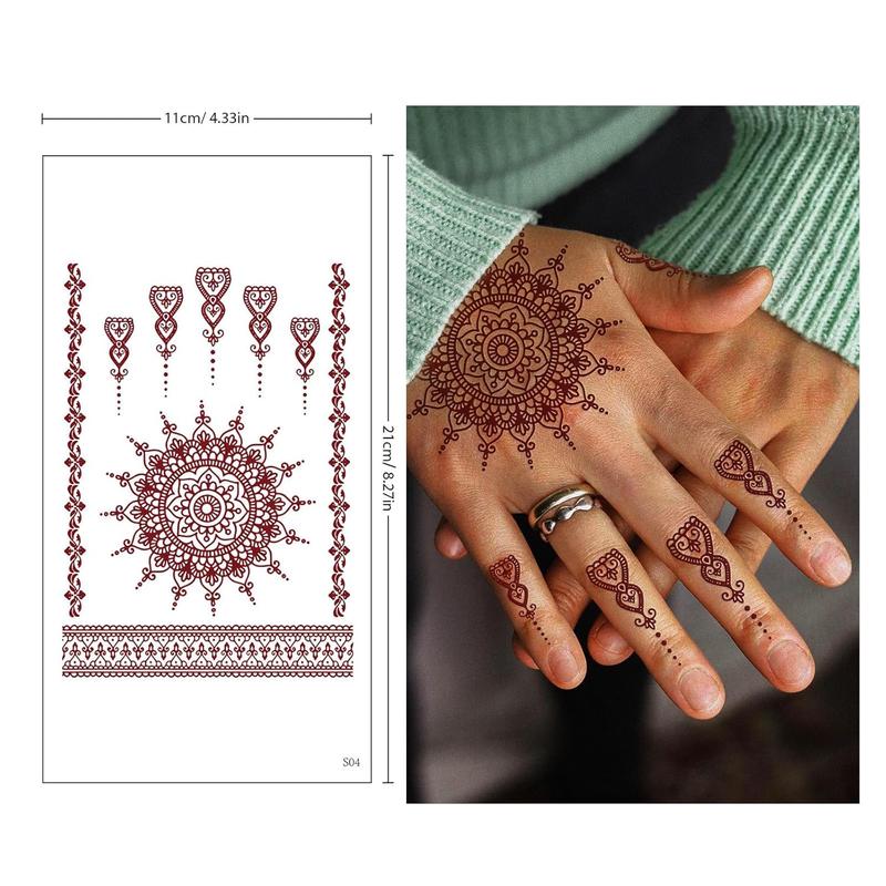 Brown Henna Tattoo Kit with Intricate Patterns Lace Fake Tattoos Semi Permanent Easy Application for Any Occasion