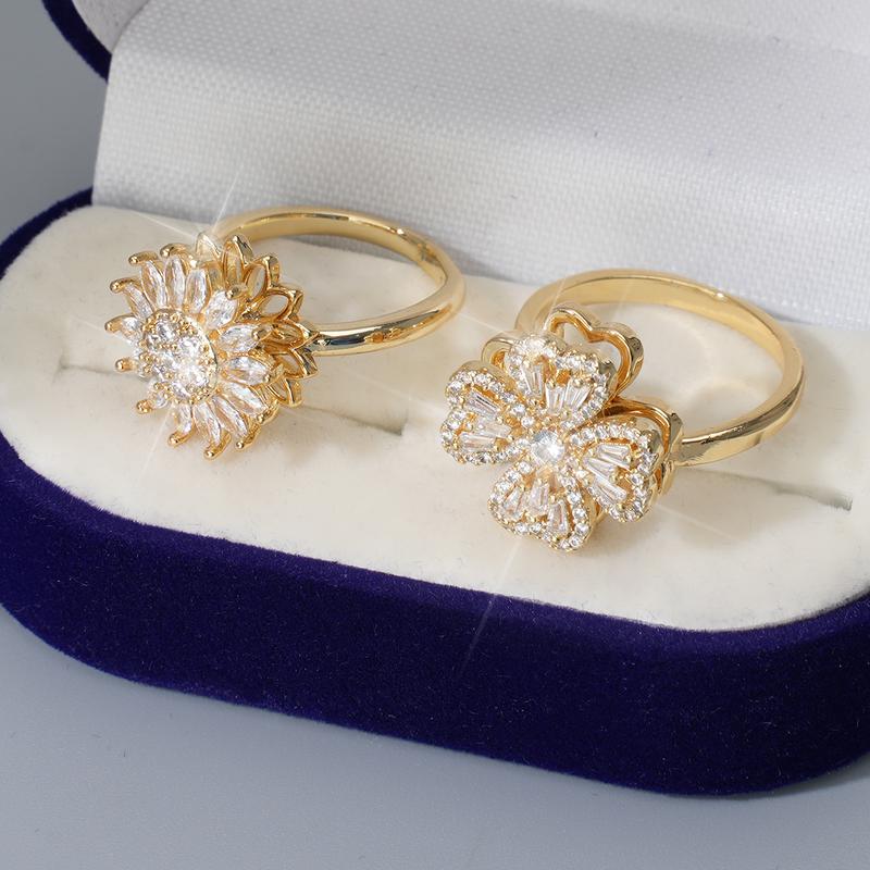 MEIITRUE 14K Gold Plated Fidget Anxiety Rings for Women,  2 Pack Stress Relieveing Rings, Trendy All-match & Exquisite Jewelry