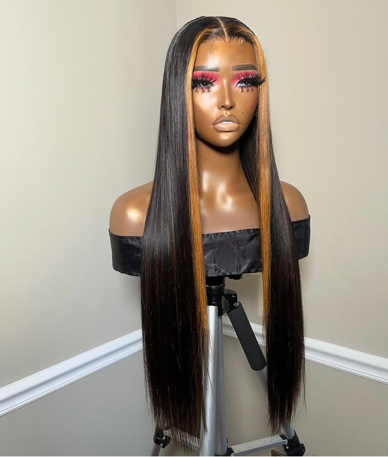 【Wear and Go Glueless】Straight Real Human Hair Pre Cut Pre Plucked Glueless Wig Human Hair With Drawstring No Glue 1B/30 Highlight 5x5 HD Lace Closure Wigs With Natural Hairline 180% Density