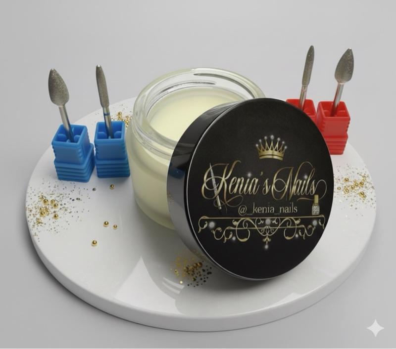 Kenia's Nails Manicure and Pedicure Cuticle Kit with Hydrating Wax 1 oz, Includes 4 Drill Bits, Red & Blue Kits for Dry Nails