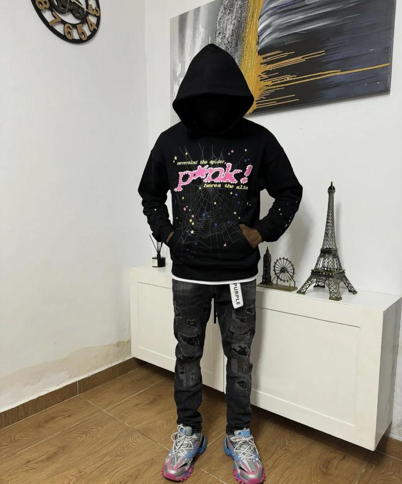 Nevermind the Spider, Here's the Slime - Unisex Hoodie Print Short Fashion Menswear Sweaters Tops Letter & Spider Web Print for pattern Autumn Hoodie