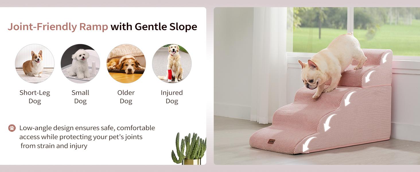 Made4Pets Dog Stairs and Ramp for Bed 3-5 Step Non-Slip for Small Dogs Up to 35lbs Design for Dogs and Cats Indoorfun Home Safe Climbing Boost Physical Activity