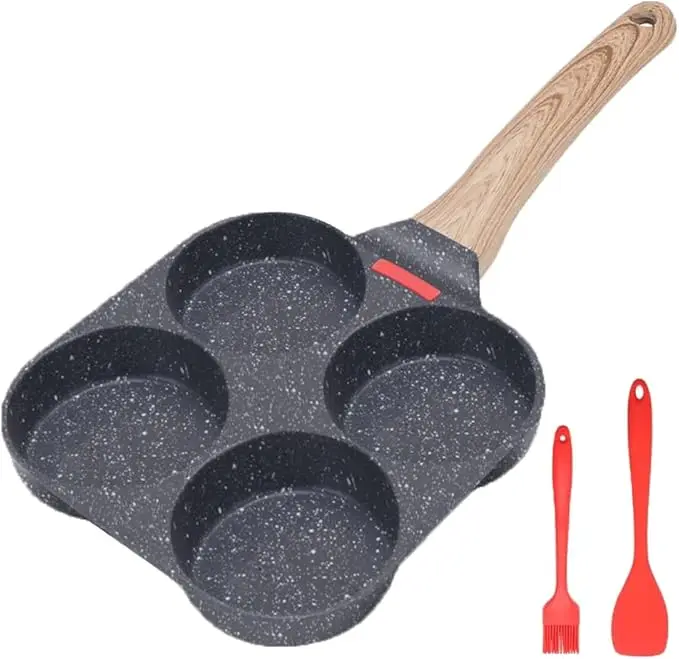 Egg Frying Pan, Fried Egg Pan Nonstick 4 Cups Pancake Pan Aluminum Alloy Cooker for Breakfast, Multifunctional Frying Pan for Home Kitchen Cookware