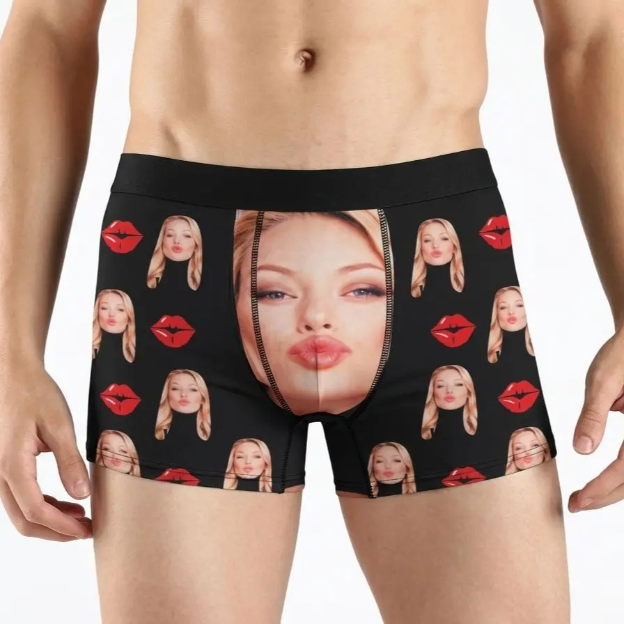 BARLEY ONE Click “Shop Chat”, Send Photos, Custom Face Mens Boxer Briefs Personalized Underwear with Photo Picture Customized Boxers Gifts for Mother's Day Boyfriend Husband Him, 01