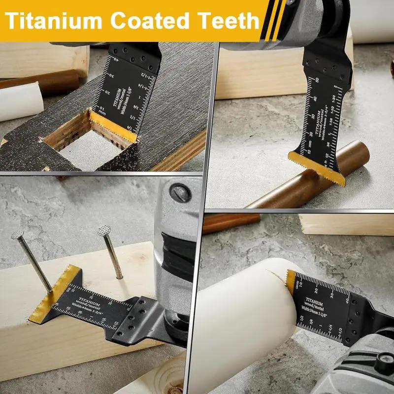 Titanium Saw Blade Set & 18pcs/set Titanium Multitool Blades & Compatibility Quick Release Multi Industrial Cutting Tools Kits for Dewalt & Ryobi & Milwaukee & Rockwell & Fein & Makita & Tools and Gadgets & Universal Compatibility & Dealsforyoudays