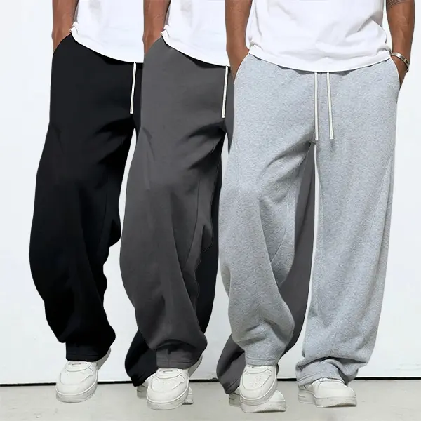 Men’s 3-pack solid-color straight athletic sweatpants, classic three-color combinations, versatile trendy joggers suitable for everyday commuting and home wear.,clothes for back to school,first day of school outfits
