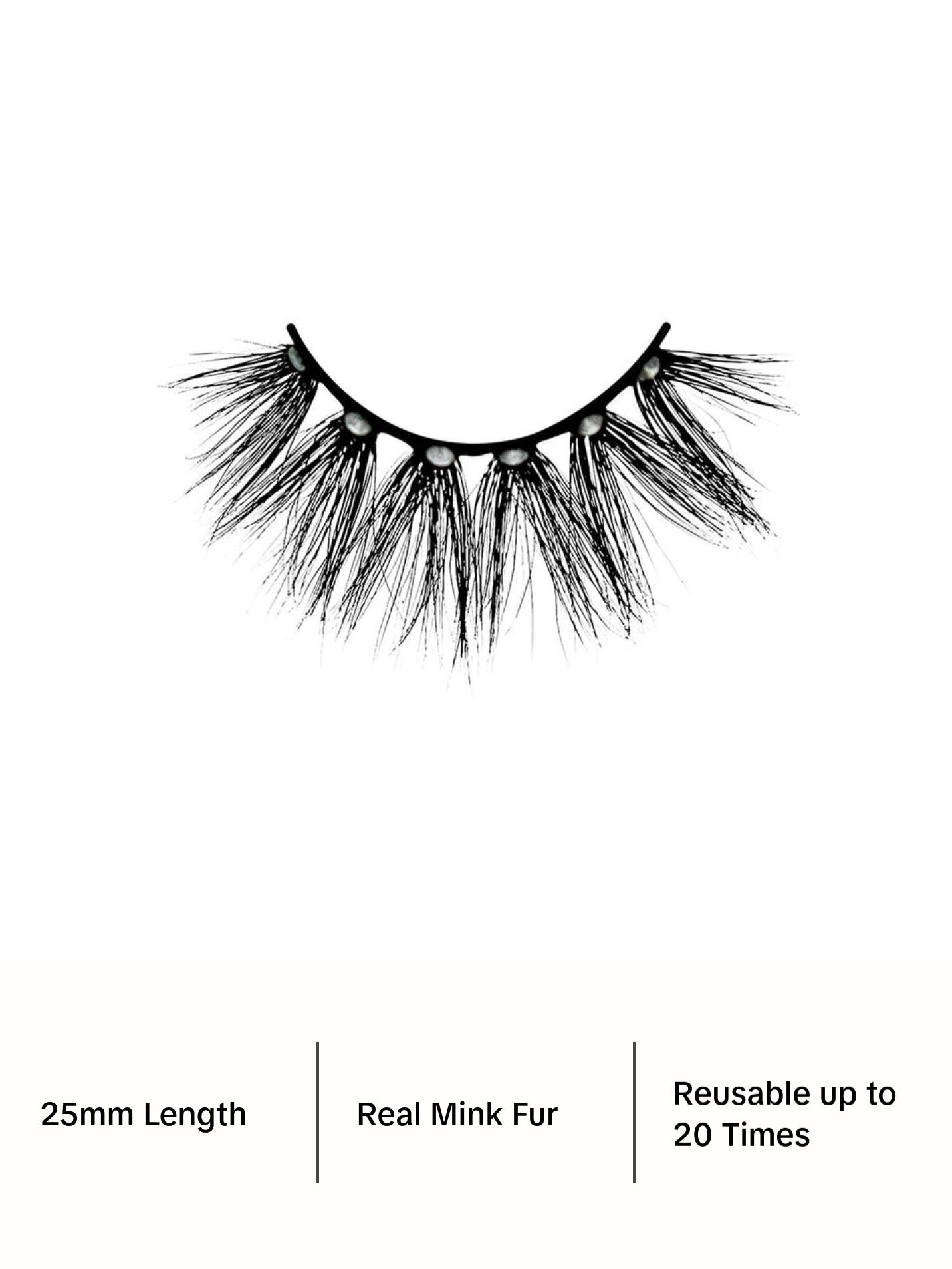 Gozen AUDREY by Hollywoodlash – 25mm Real Mink Fur False Eyelashes | Elegant, Reusable Lashes Up to 20x | Dramatic Eye Look | Flexible Band