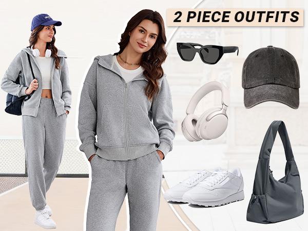 PINSPARK 2 Piece Sets for Women Fleece Sweatsuits Zip Up Hoodie Sweatshirts Drawstring Jogger Sweatpants With Pockets 2024 sportswear PINSPARK 2 Piece Sets for Women Fleece Sweatsuits Zip Up Hoodie Sweatshirts Drawstring Jogger Sweatpants With Pockets 2024 sportswear