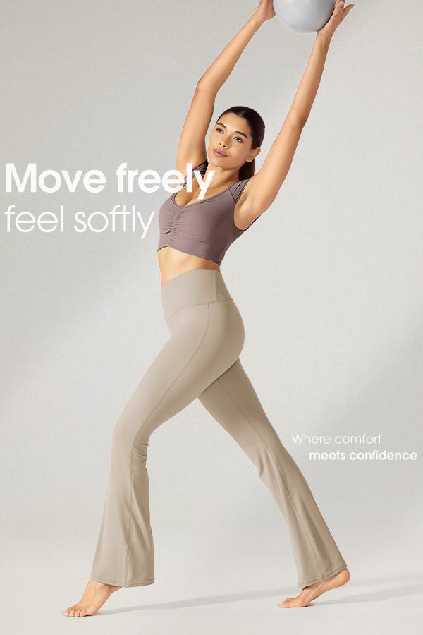 ODODOS Cloud Feeling Crossover High Waist Flared Pants for Women, Bootcut Yoga Pants with Back Pocket-30/32" Inseam