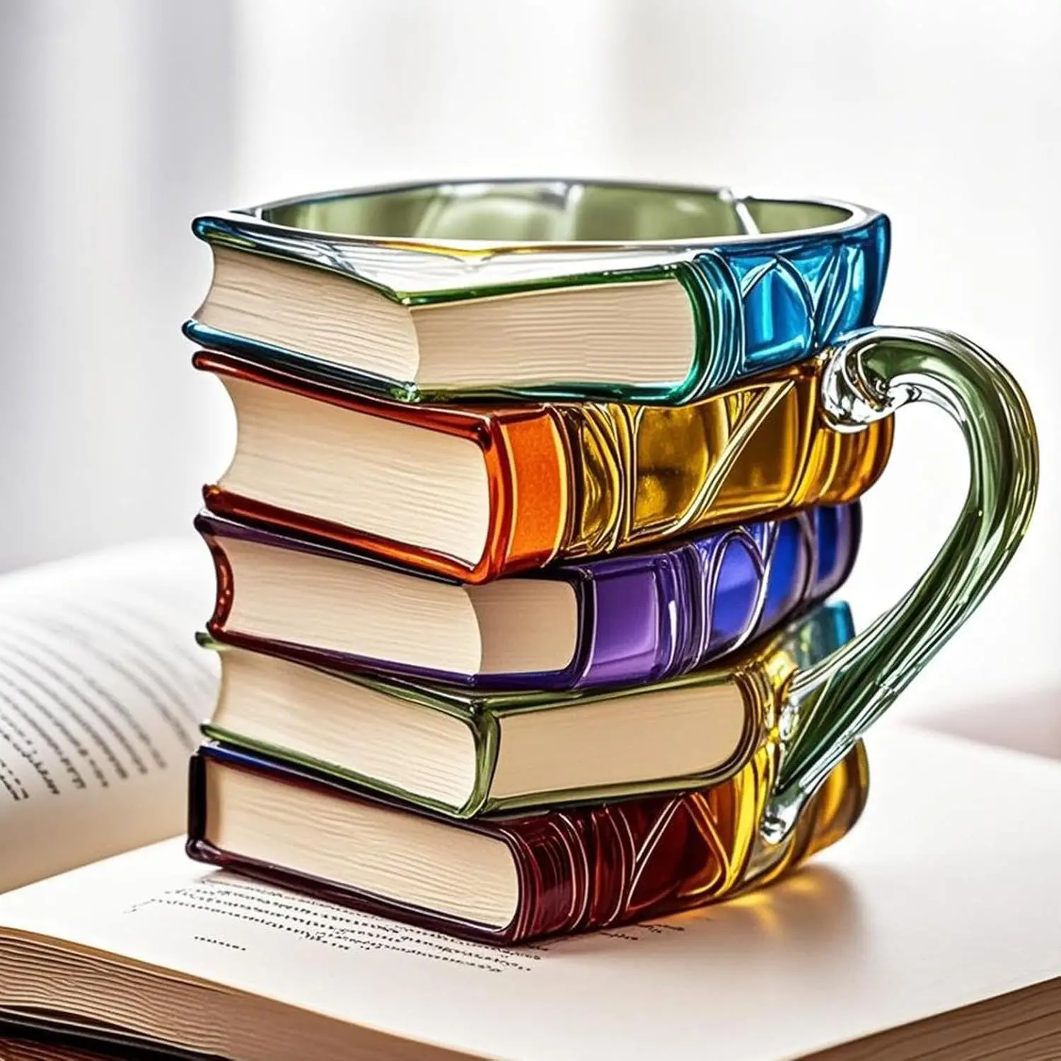 Painted Book Mug 3D Resin Stacked Books Coffee Cup Unique Eco-friendly Simple Modern Design for Couples Office Use Christmas Gifts Stylish