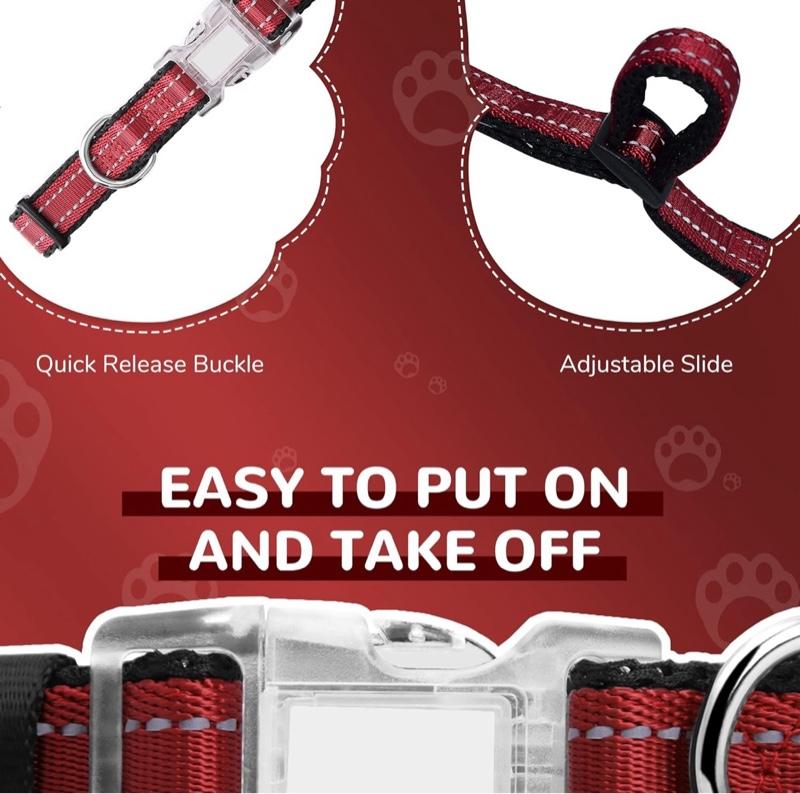 Reflective Dog Harness Collar Leash Set, No Pull Harness for Dog, Quick Release Buckle Harness for Walk, Run, Training, Double D-Ring Step in Dog Harness for Dog Girls and Boy, Red