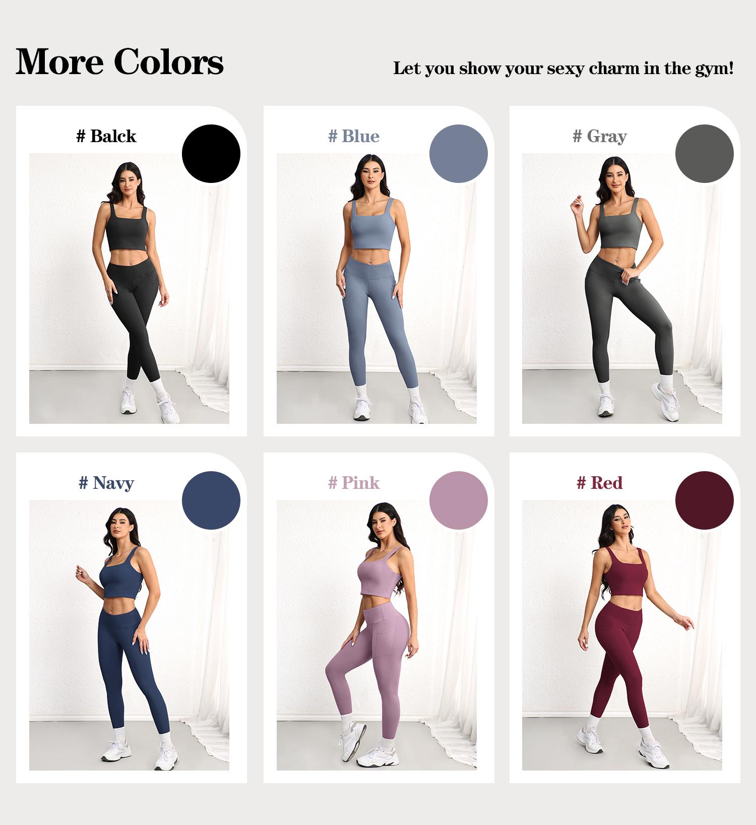 CHRLEISURE 3 Piece Workout Sets for Women High Waisted Leggings with Pockets Tummy Control Biker Shorts Yoga Sports Bra