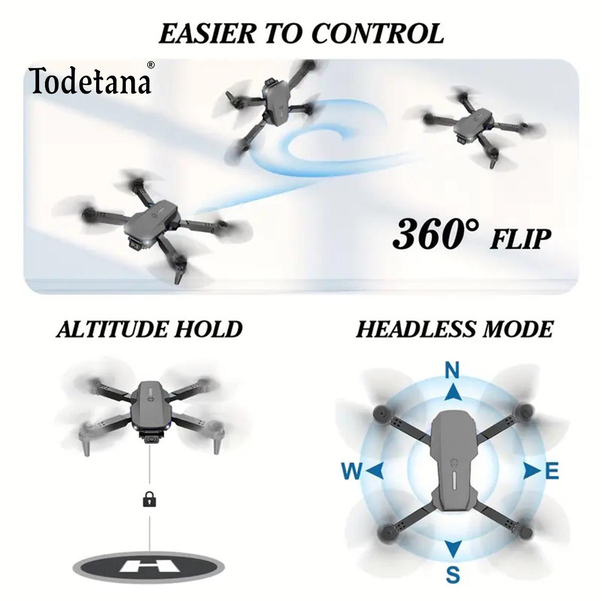 E88 Drone HD Camera – Compact Foldable Design, Headless Mode, 360° Flips, One-Touch Launch, Altitude Hold – Perfect for Gifting on Special Occasions