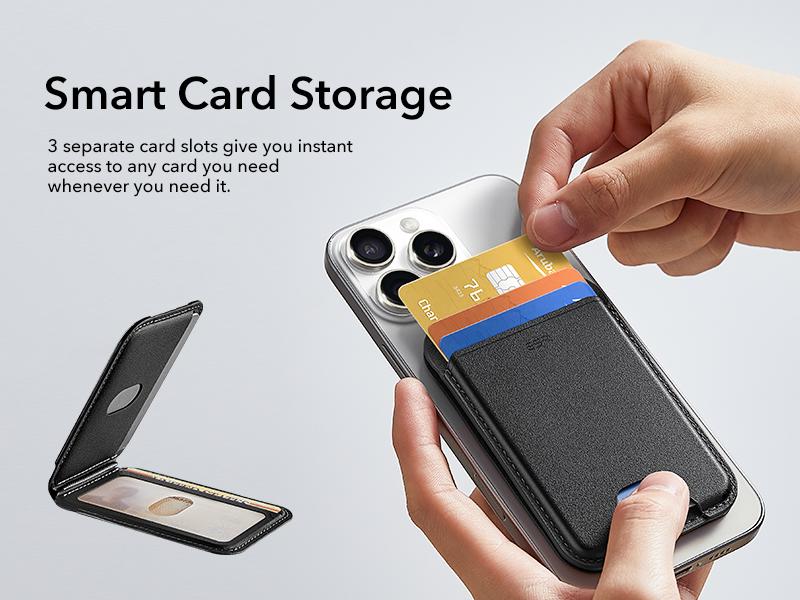 ESR Upgraded for MagSafe Wallet, 3/5 Card Holder, RFID Blocking, Magnetic Wallet for iPhone with Adjustable Stand, Slim for iPhone 17/16/15/14/13/12 Series, Not for Mini, Vegan Leathe ESR Upgraded for MagSafe Wallet, 3/5 Card Holder, RFID Blocking, Magnetic Wallet for iPhone with Adjustable Stand, Slim for iPhone 17/16/15/14/13/12 Series, Not for Mini, Vegan Leathe