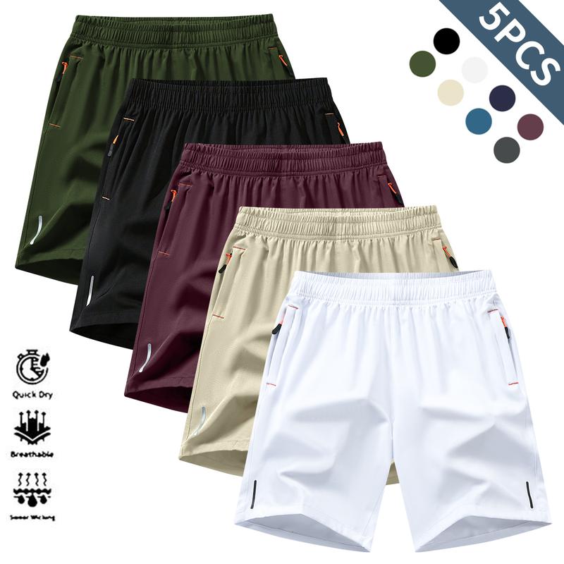 Breathable Moisture-Wicking Men’s Sports Shorts - Lightweight Textured Fabric for Summer Running & Gym - Wrinkle-Resistant Reflective Performance Wear