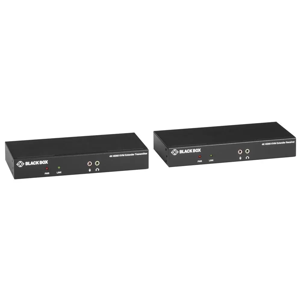 Black Box KVX Series KVM Extender Kit (KVXLCH-100) - 328 ft Long-Range Over CATx, PC Control Extension, HDMI Output, Includes PC Connection Cables for Controlling a Server or Computer, Black