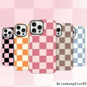 Matte Anti-slip Checkerboard Phone Case for iPhone17 Air 16 Pro Max 15 14 Plus 13 12 11 8 XR XS Anti-fingerprint and oil stain resistant, wear-resistant and scratch-resistant, premium matte texture.WC34.8.R93