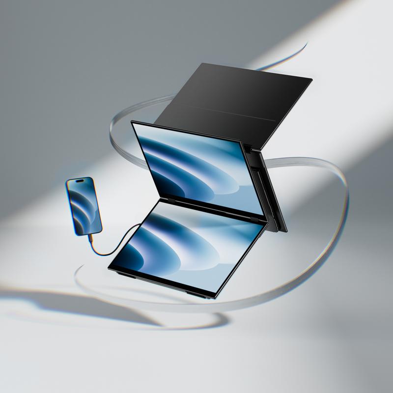 EHOMEWEI X2 Air extra Dual monitor 14.2“2.8K IPS 90Hz 400Nit 100% sRGB Full Metal Body with Kick Stand Ultra Slim, Stylus & Touch for Office, For Laptop PC Mac XBox Sitch2 PS Dual Speaker High-Definition Touchscreen