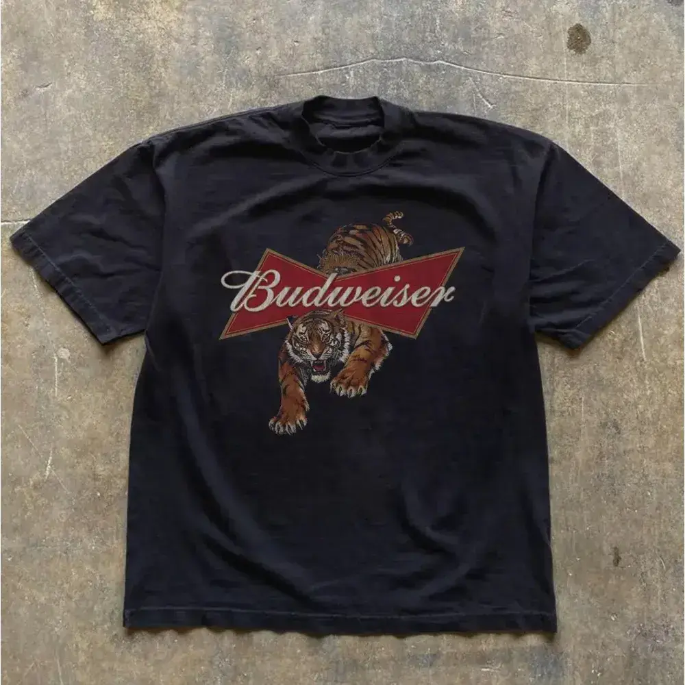 Vintage-Style Budweiser Tiger Graphic T-Shirt Women's Top