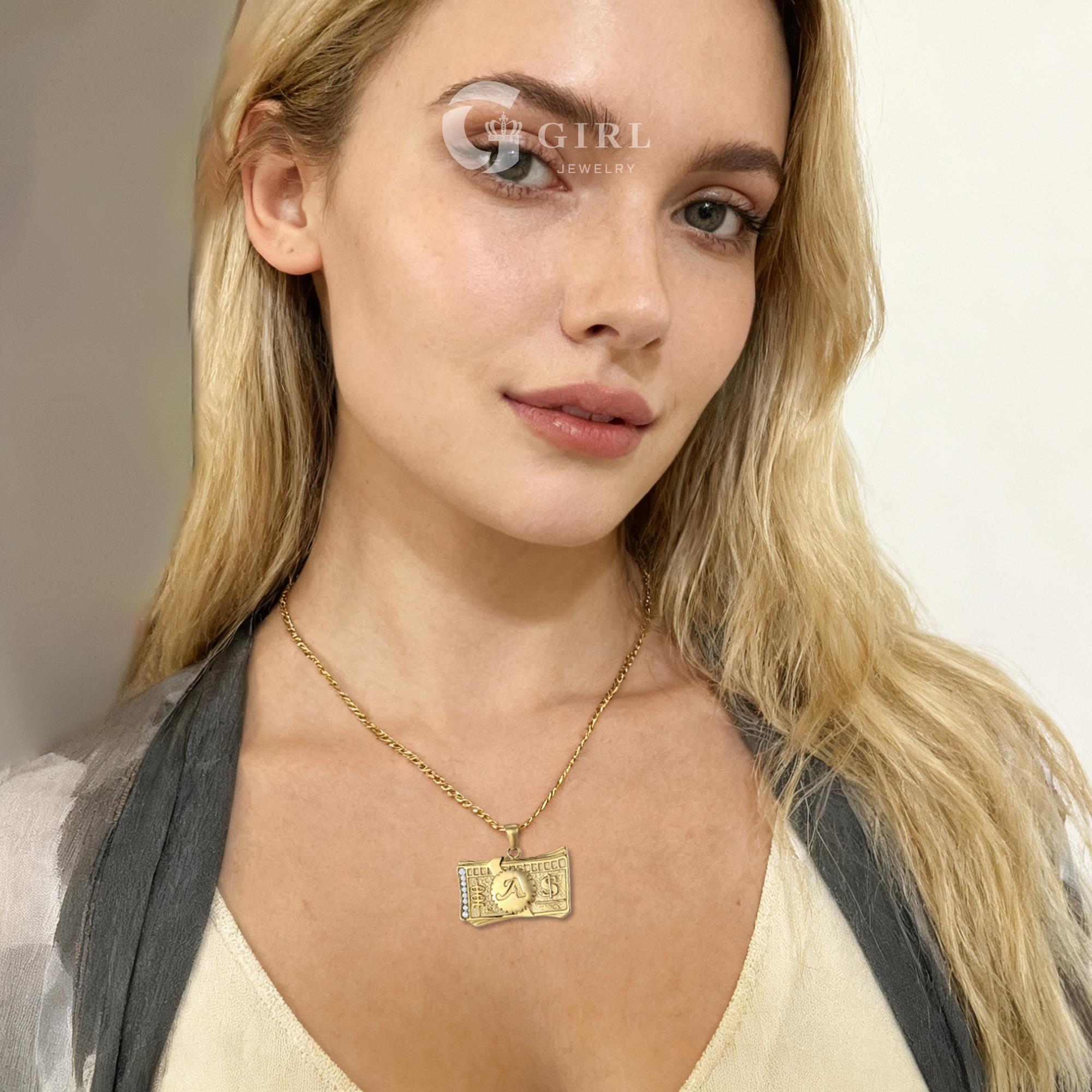 GGIRL 18K Gold Plated Initial Letter Pendant Necklace for Men & Women with Artificial Zircon Elegant Durable Design Perfect for Daily Wear Fashion Jewelry Gift for Holiday Haul Christmas Birthdays Anniversaries