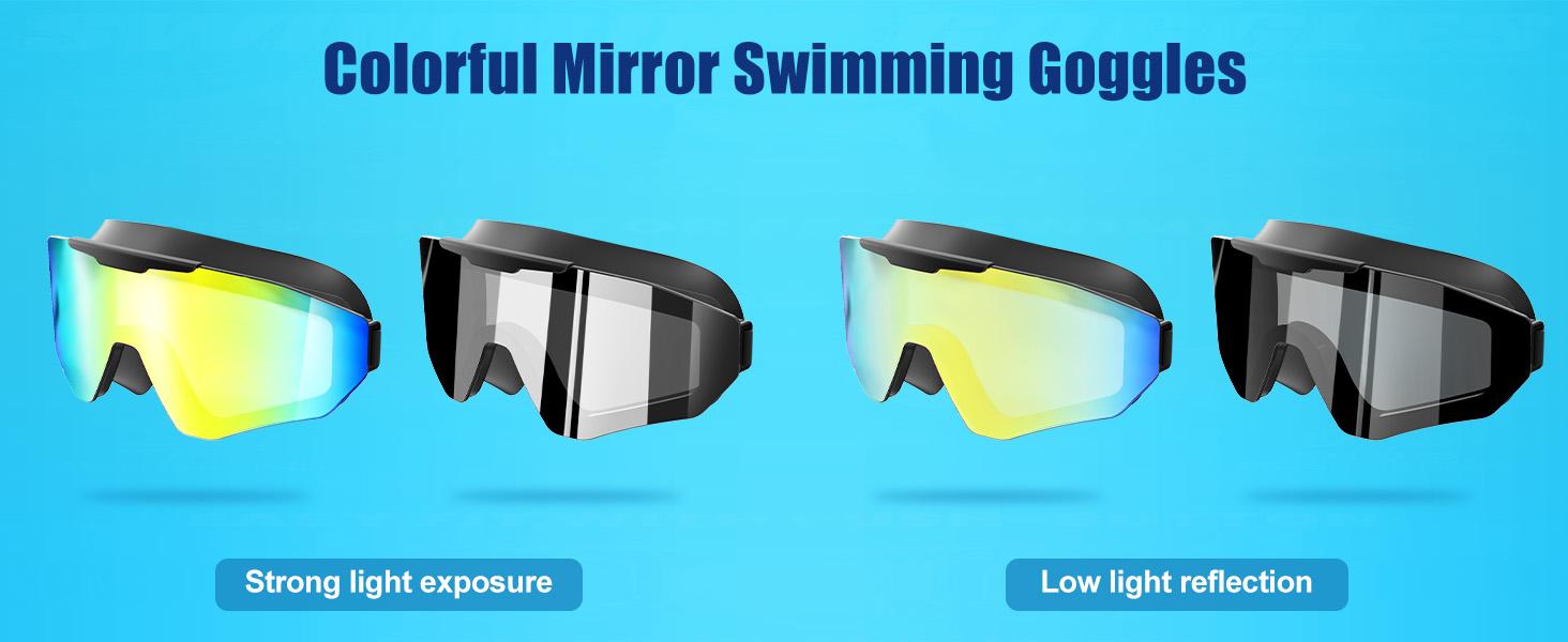 Viyawise Swim Goggles for Adults & Kids - Anti-Fog Full-Coverage, 3-Color UV Lens, Waterproof Earplugs & Nose Clip, Fit Outdoorfun