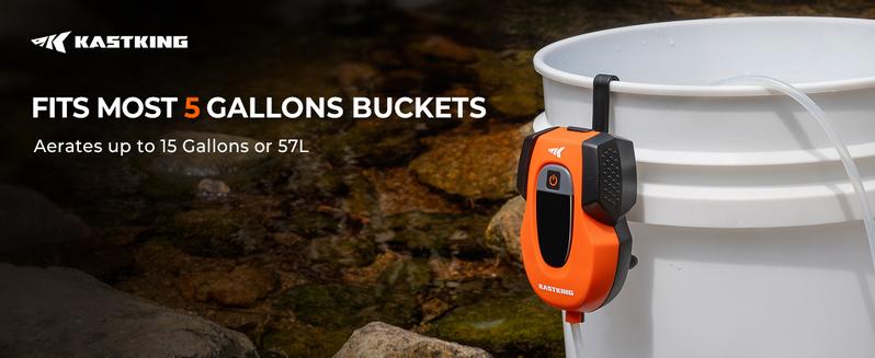 KastKing Li3 Aerator Pump - Rechargeable Battery, Real-Time Display, Multiple Airflow Settings, Aerator for Fish and Bait Buckets, Live Bait Aerator and More