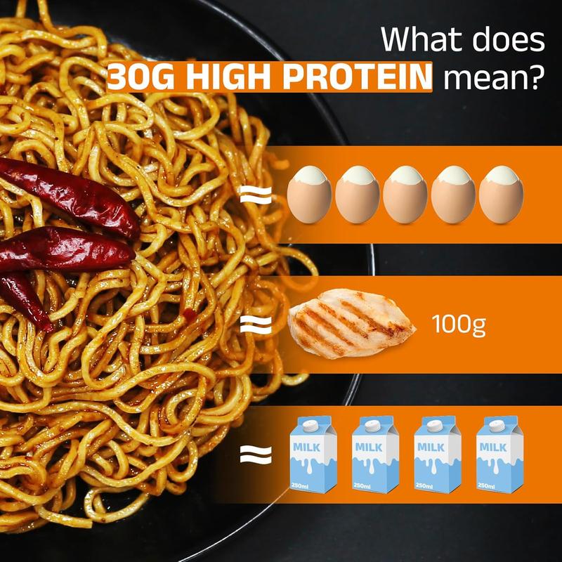 HealSpot High Protein Instant Ramen, 30g Plant Based Protein, Low Fat, Low Carb, Non GMO, Keto Friendly, Plant Based Dry Mixed Ramen, 6 Packs of Hot Pot Flavor