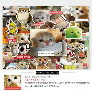 50 PCS Premium Cute Cat Meme Stickers - Funny Meme Cats,  Perfect for Decorating Phone Case, Laptop, Skateboard, Gift Idea Easter