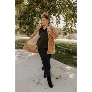 Uptown Charm Faux Fur Coat in Camel Curves