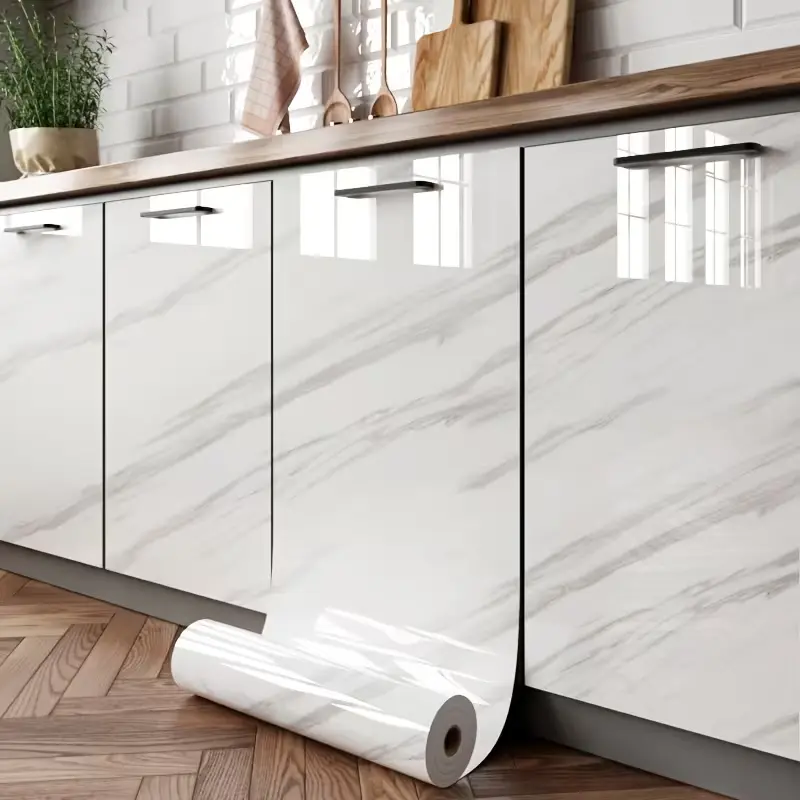 Self-Adhesive Marble Pattern Decorative Wallpaper - Versatile, DIY Friendly Design, Easy Apply Removable Peel-and-Stick Contact Paper for Kitchen Countertops, Indoor Use Home Improvement Projects