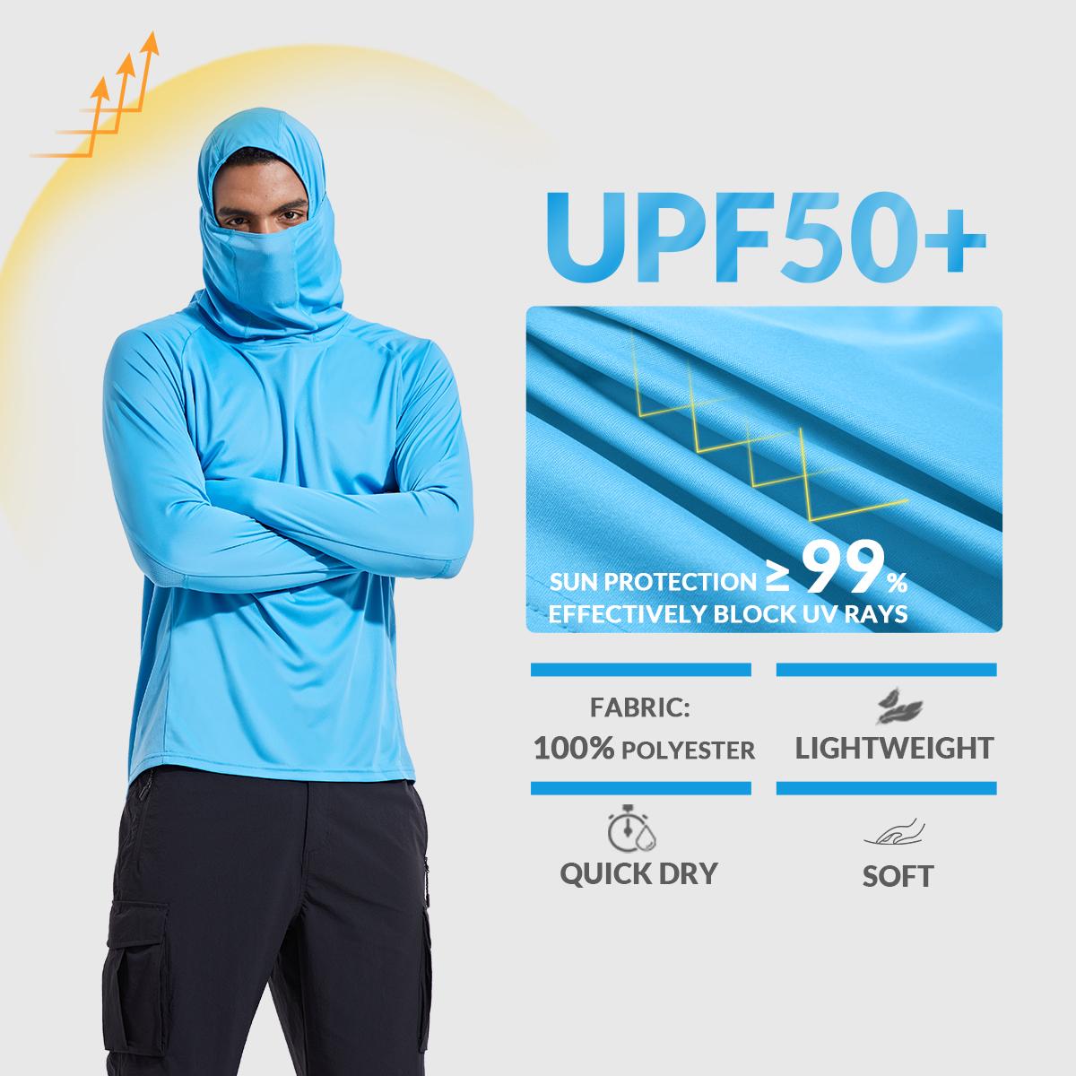 baleaf Men Sun Protection Hoodie Face Mask UPF50+ Long Sleeve Thumbholes UV SPF Shirt Neck Gaiter Fishing Beach Breathable Rash Guards Cool Feel Dust Proof Ninja Costumes Halloween Black