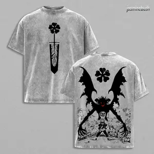 Vintage Retro 90s Asta Wizard King Black Clover Anime Vintage Washed Tee Unisex Oversize Anime Manga Washed Heavyweight Cotton T-shirt, Gift For Anime Fan Lover