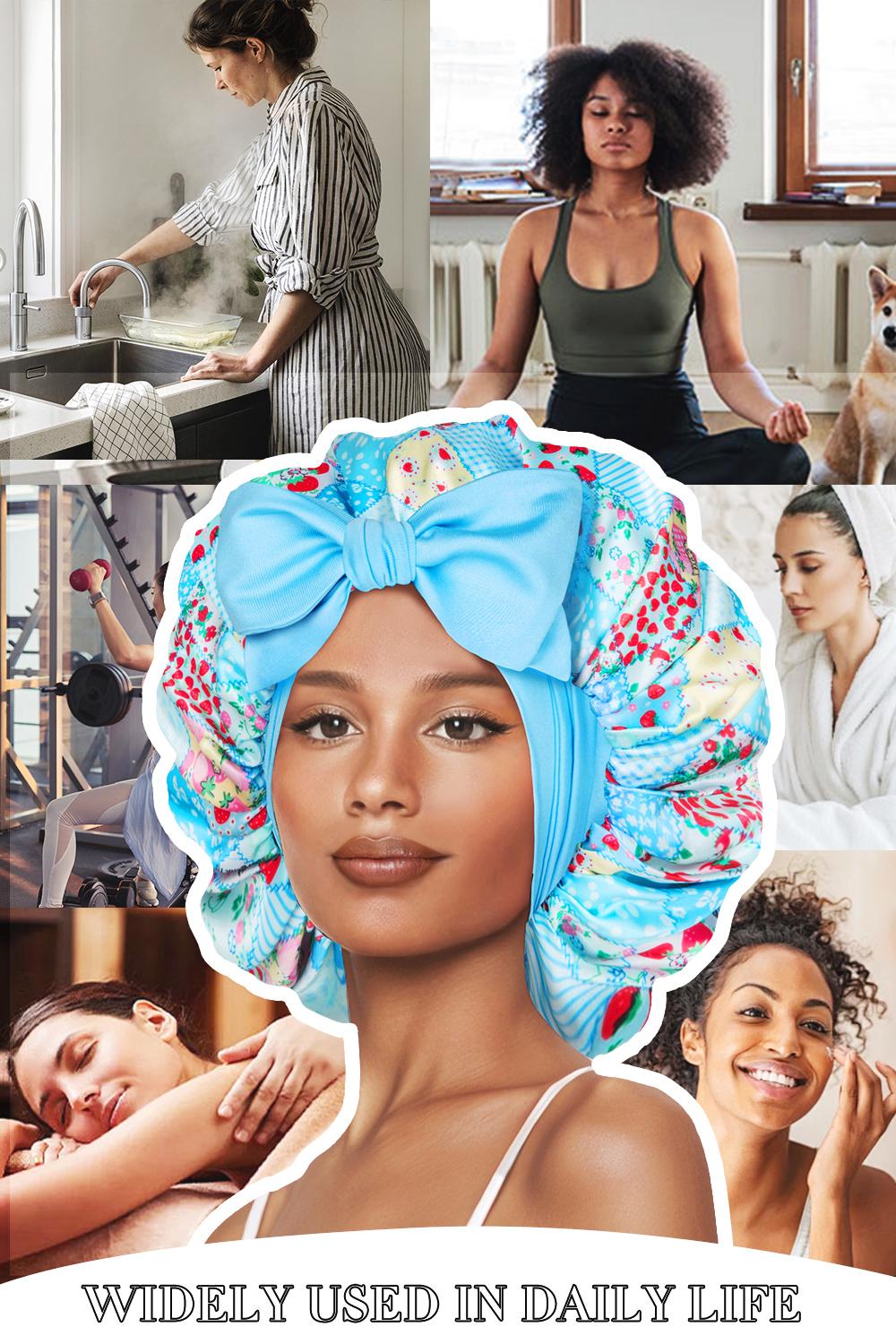 SeSe Code Satin Bonnet for Sleeping Double Layer Satin Lined Hair Bonnet with Tie Band Bonnets for Women Natural Curly Hair  Haircare