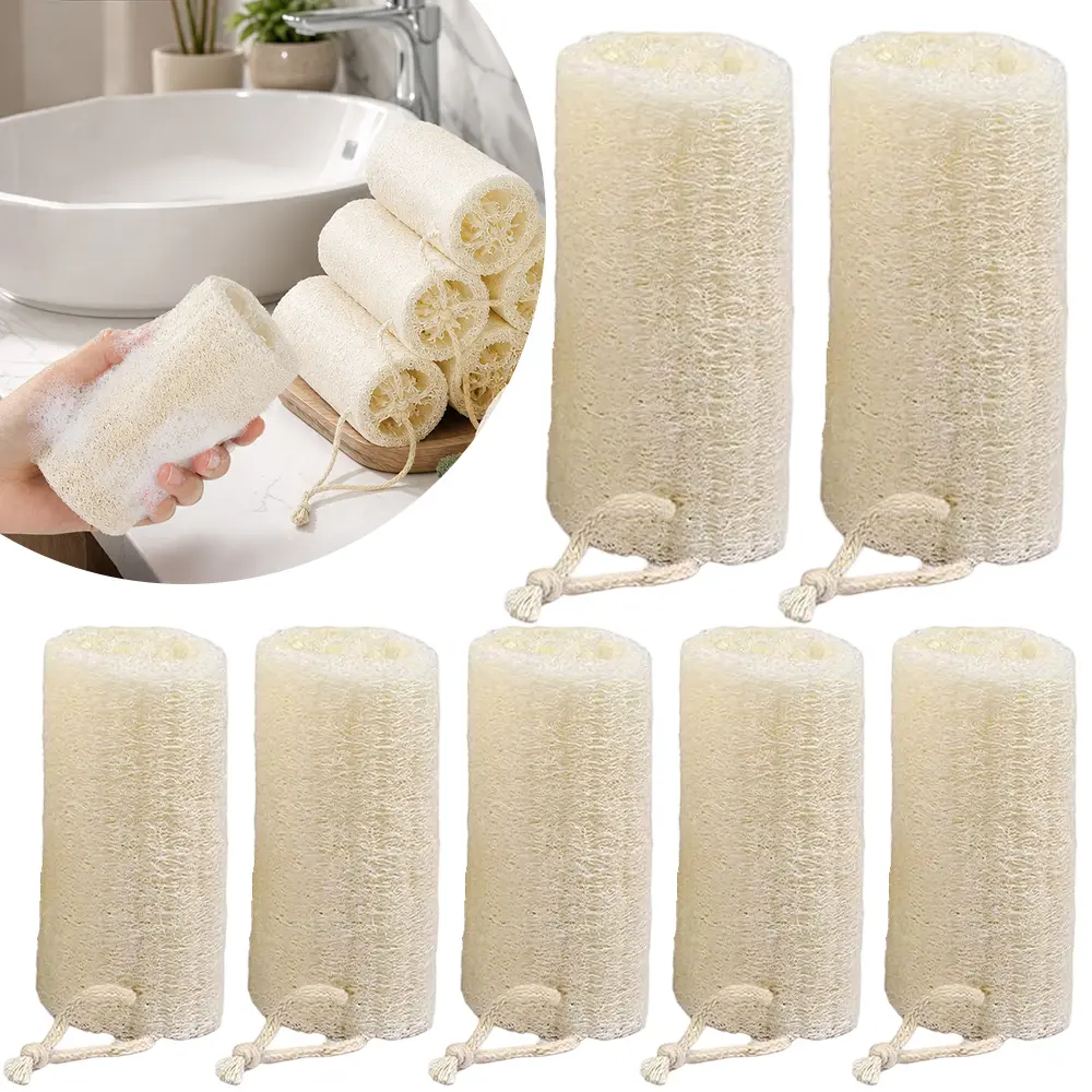 Pack of 7 Natural Loofah Body Scrubber Sponge, 5 Inches Organic Luffa for Exfoliating & Smooth Skin Cleansing, Ideal for Men & Women, Spa & Shower Use