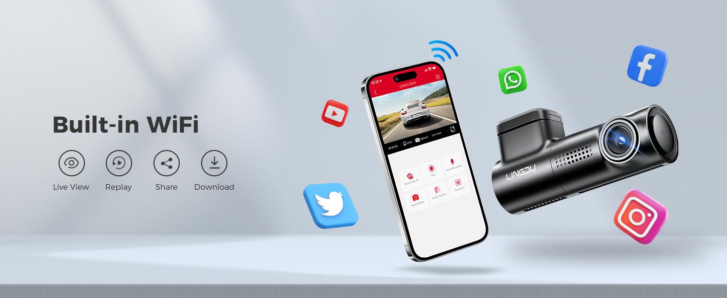 LINGDU D500 Dash Cam Front, 4K Front Dash Cam for Car, WiFi Dashcam with Night Vision, 0.96" LCD Display Car Camera, GPS, Parking Mode, Loop Recording car driving recorder