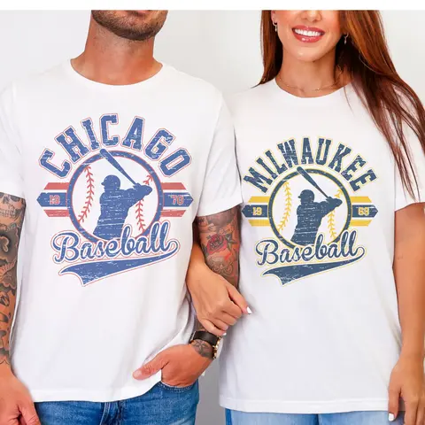 Vintage Baseball Tees Retro Established City Baseball Tshirt Sports Unisex Crewneck T-Shirt Sublimation Print Casual Graphic Top