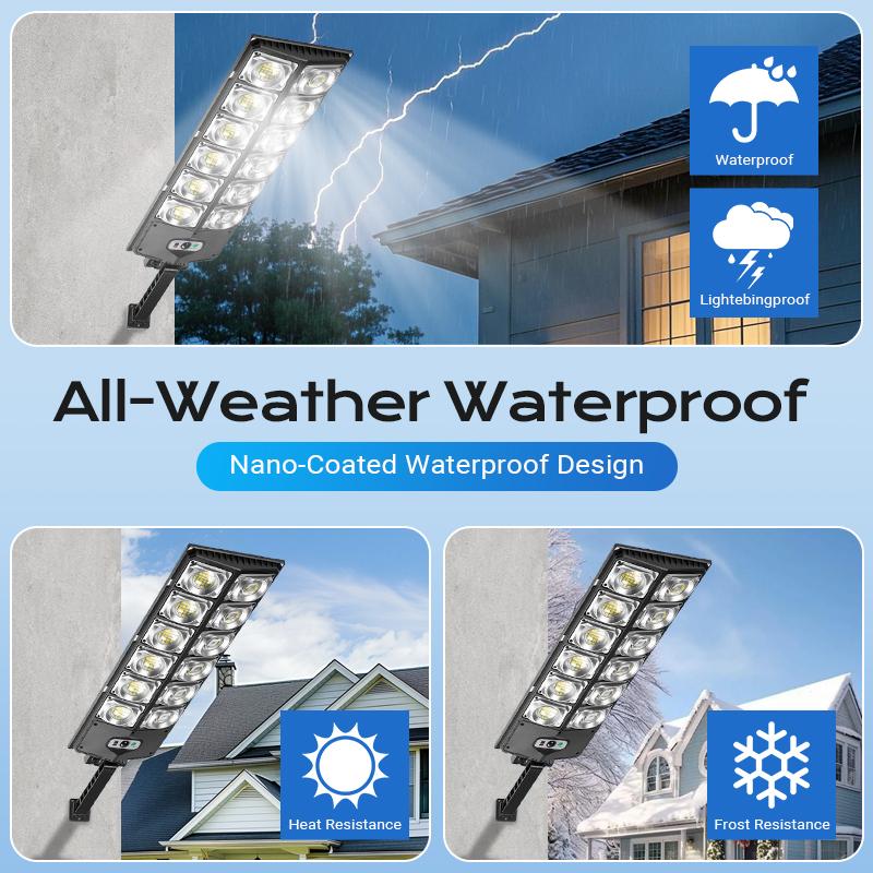 Solar Street Light Outdoor Solar Parking Lot Light with Motion Sensor IP65 Waterproof Commercial Lighting 360 SMD LEDs Adjustable Angle Remote Control