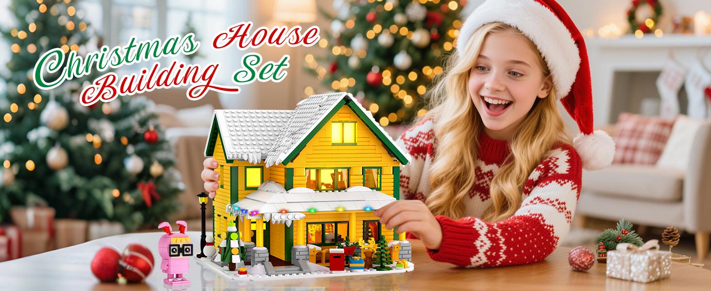 【Black Friday】TENHORSES Christmas Story House Building Blocks Set with LED Light-Able Building Toys for Boys Girls Adults Perfect Gift for Christmas Home Decoration Ideal for Home Decoration creative blocks holiday building blocks