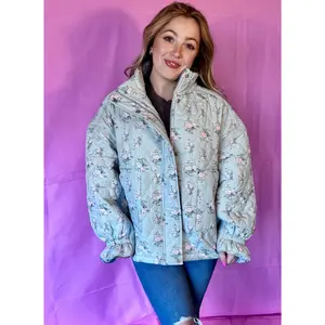 Floral Print Quilted Oversized Casual Jacket