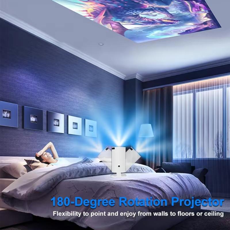 XBJ Mini Smart Projector HY300 4K/720P Resolution Android 11 WiFi BT 5.0 Auto Keystone 130" Screen 180° Flip Audio Home Theater Surround Sound Portable Projector
