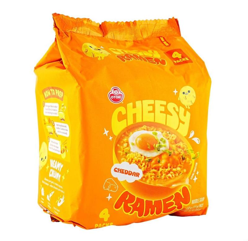 OTTOGI OTOKI Cheesy Ramen Korean Instant Noodles 4 flavors to choose 4 Packs in Cheddar Flavor , Cheddar & Mascarpone Flavor, Spicy Chili & Cheddar Flavor, Spicy Cheddar & Mascarpone Flavor  Creamy & Savory Stir-Fry Ramen
