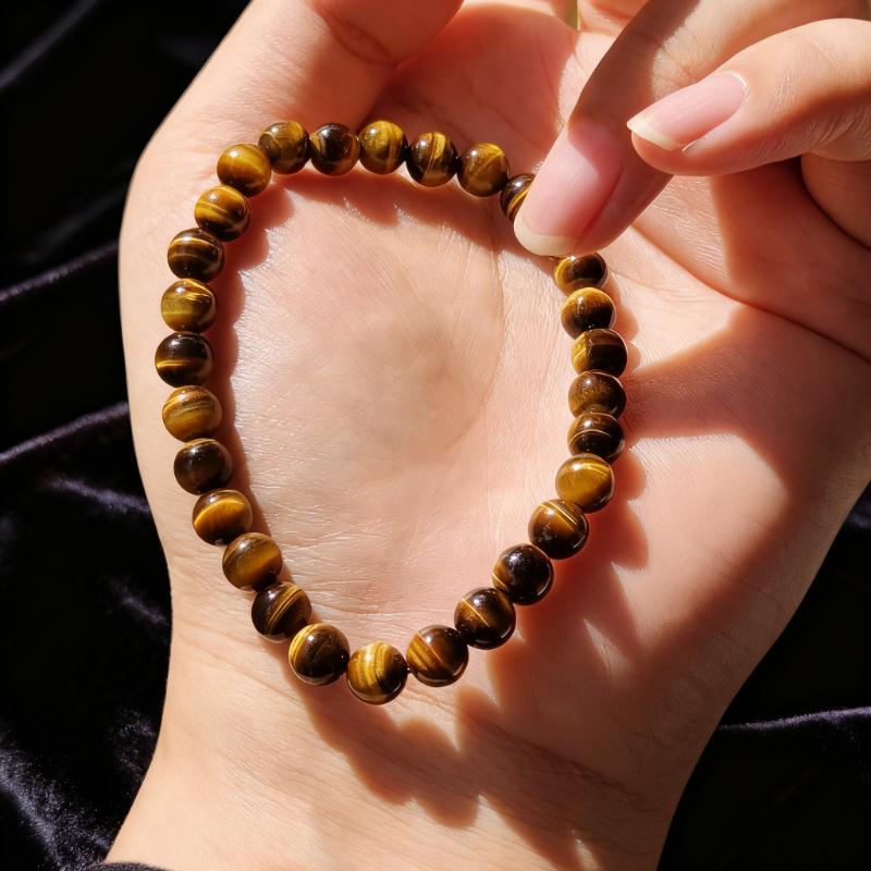 Tiger Eye Bracelet For Men Women 8MM/10MM/12MM Natural Stone Stretch Adjustable Black Crystal Beaded Bracelet for Meditation, Yoga, Spiritual Healing & Positive Energy Gifts
