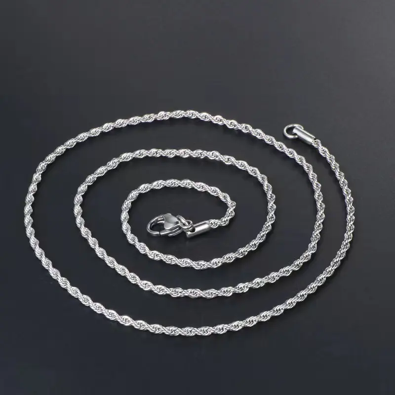 Unisex 3mm Stainless Steel Twist Chain Necklace - Silver & Gold Tone, 18-24 in, Short Minimalist Daily Wear Necklace, Stainless Steel Choker, Fashion Accessory, Minimalist Necklace