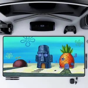 KilluSpongeBob Pineapple House Desk Mat, Bikini Bottom Design, Perfect for SpongeBob Fans, Office Accessories, Desk Decor Setup, Work Essentials, Gift for Her/Him, Extra Large Gaming Mousepad Gaming Desk Mat Mouse Pad Accessories