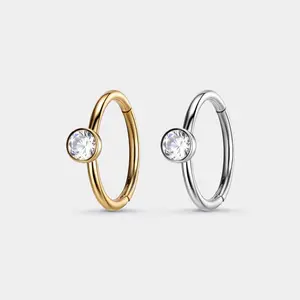 Oufer 20G Bezel CZ Simplistic Nose Ring Nose Hoop For Nose Piercing