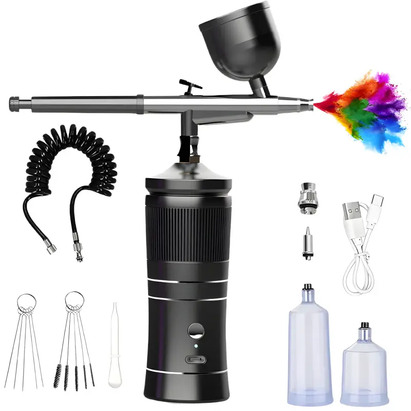 Airbrush Pen Kit With Compressor,Rechargeable High Pressure Air Brush Set Cordless Airbrush Kit with 0.3mm Nozzle for Painting,Doodling, Cake Decor,Makeup,Modeling