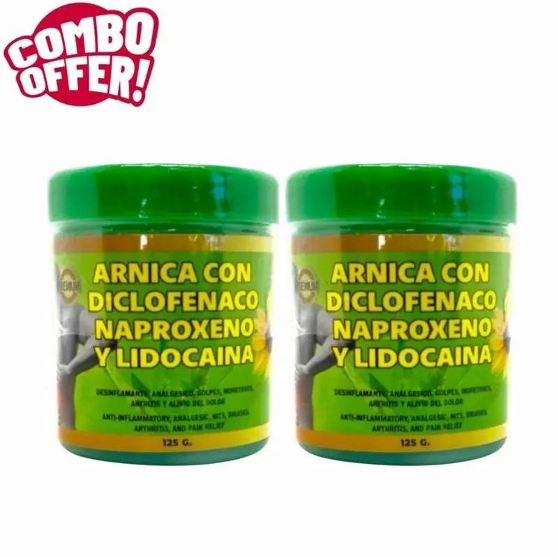 Arnica Massage Balm with Diclofenac, Naproxen & Lidocaine for Targeted Pain Relief, Smooth Body Ointment - 125g, 2 Pack, Pain Relief Balm